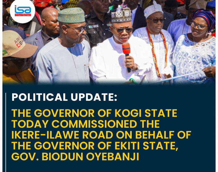 The Governor of Kogi State, His Excellency Ahmed Usman Ododo, today commissioned the Ikere–Ilawe Ekiti Road on behalf of the Governor of Ekiti State, Mr. Biodun Abayomi Oyebanji.