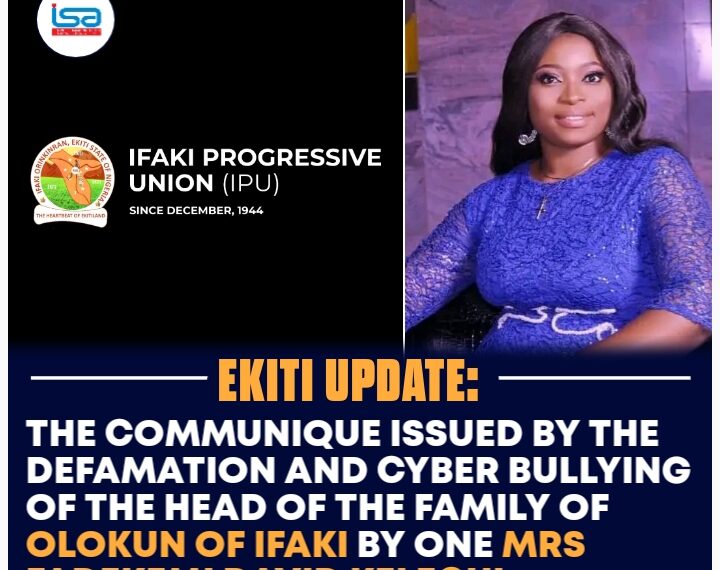 THE COMMUNIQUE ISSUE BY THE OLOKUN FAMILY ON THE DEFAMATION AND CYBER BULLYING OF THE HEAD OF THE FAMILY AND THE OLOKUN OF IFAKI BY ONE MRS FADEKEMI DAVID KELECHI