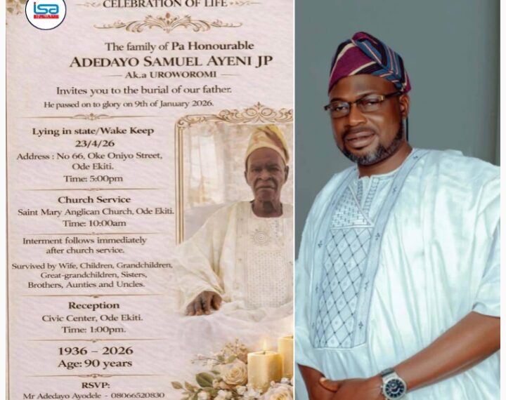 A LIFE OF HONOUR, A LEGACY OF LOVE: COMRADE IDOWU AFUYE CELEBRATES THE TIMELESS MEMORY OF HIS FATHER