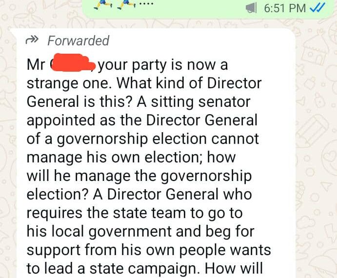 From a concerned Party leader