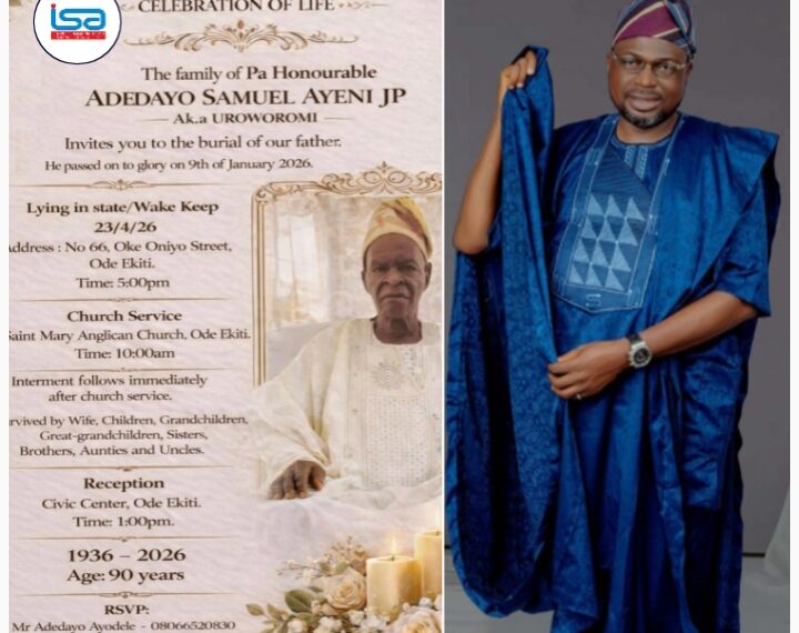 FORMAL ANNOUNCEMENT OF THE FINAL BURIAL CEREMONY OF LATE MR. IDOWU AFUYE’S FATHER