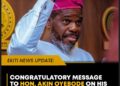 Congratulatory Message to Hon. Akin Oyebode on His Re-election as Chairman, Forum of Nigeria Honourable Commissioners of Finance