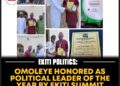 Omoleye Honoured As Political Leader Of The Year By Ekiti Summit News Media